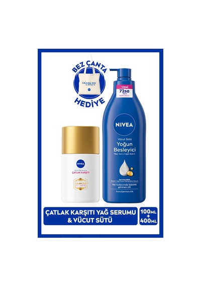 NIVEA Besleyici ve Nemlendirici Vücut Sütü 400 ML + Luminous630 Çatlak Karşıtı Vücut Bakım Yağ Serumu 100 ML + Çanta