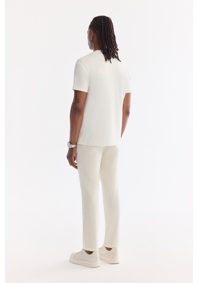 Avva Erkek Beyaz Bisiklet Yaka Bi-stretch Kırışmaz Baskılı Regular Fit T-shirt B001040
