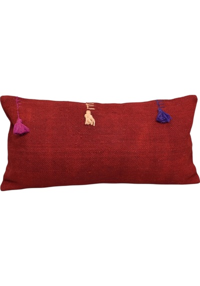 Zehra Abla Halı Yeni El Dokuma Dekoratif Lumbar Kilim Kırlent Yastık Kılıfı 6651 Çok Renkli