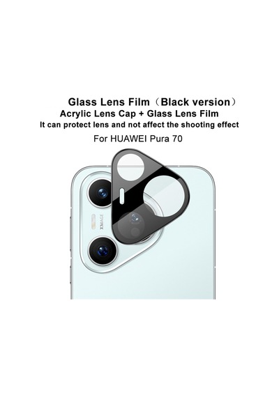 Huawei Pura 70 Uyumlu Siyah Çerçeveli Kamera Lens Koruyucu Temperli Cam