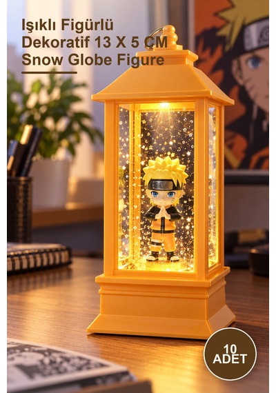 10 Adet Anime Naruto Kar Küresi Işıklı Figürlü Dekoratif 13 X 5 Cm Snow Globe Figure