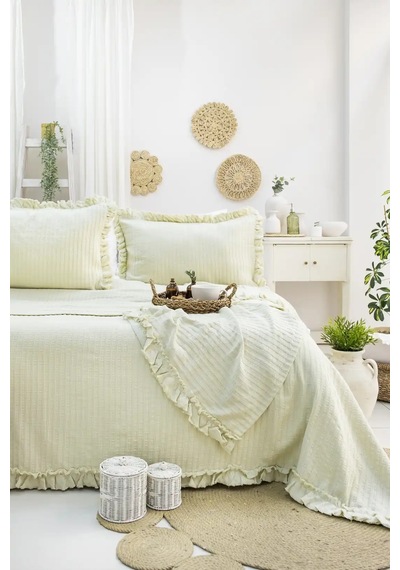Şaheser Home Collection Yatak Örtüsü Çift Kişilik Marta Yeşil Renkli