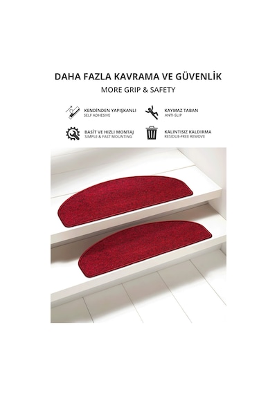 Yarım Ay Bukle Halıdan Ekonomik Basamak Ve Merdiven Paspası - Bordo / Adet Olarak Satılır Null