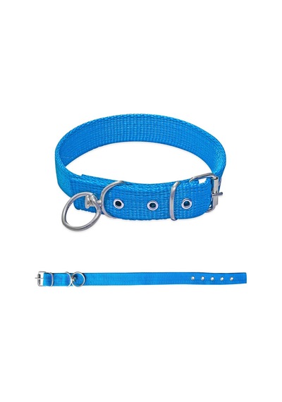 Savex Dokuma Köpek Boyun Tasması Mavi 4 70 Cm Fosforlu Sarı