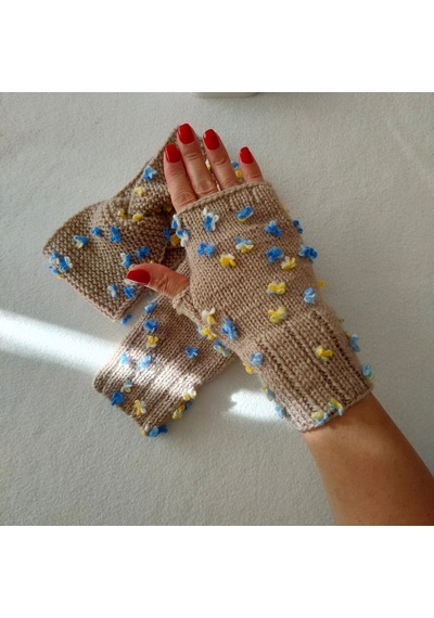 Newdaycraft El Örgüsü Motifli Parmaksız Kelebek Islemeli Kahverengi Eldiven Açık Kahverengi Newdaycraft El Örgüsü Motifli Parmaksız Kelebek Islemeli Kahverengi Eldiven Açık Kahverengi