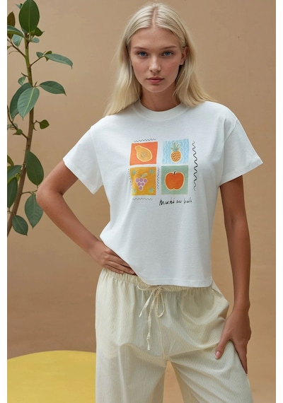 Hiccup Baskı Detaylı Regular Fit Bisiklet Yakalı %100 Pamuklu T-shirt Çok Renkli 04