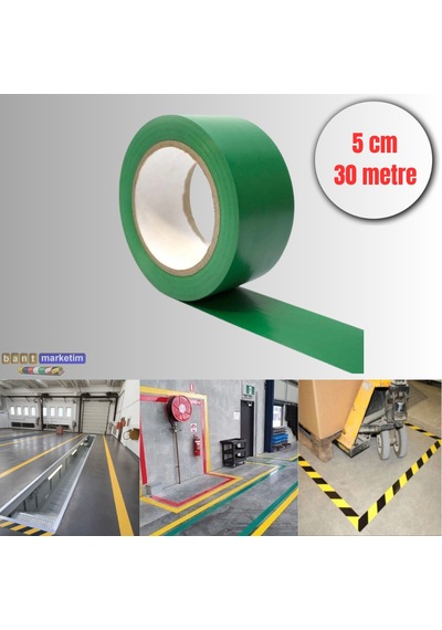 Pvc Yer İşaretleme Bandı 5cmx30m Zemin Bandı Yeşil Tdrtr