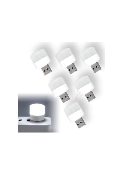 Mini Usb Led Işık, 1w Enerji Tasarruflu, Gece Aydınlatma, Rehber Gece Lambası, Kitap Okuma Lambası Işığı, Küçük Yuvarlak Işıklar 6 Adet .