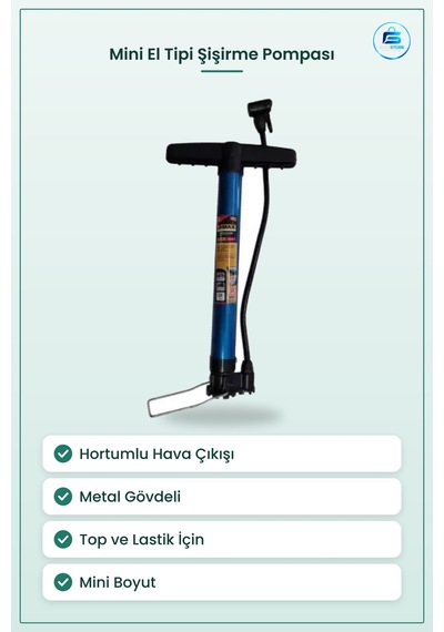 Şişirme Pompası Mini El Tipi Hava Basımı Hortumlu Top Ve Lastik Ş