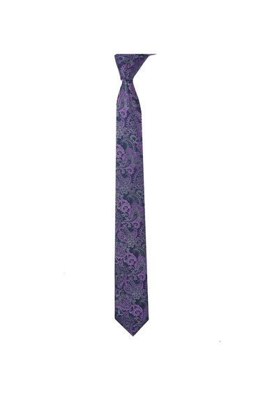 Esgue Dar Kesim Mor -gri Şal Desen Slim 6 Cm. Hand Made Kravat