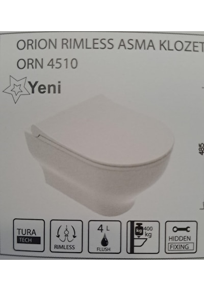 Orion Rimout Rimless Kanalsız Asma Klozet Giz.mon. Turavit Diğer