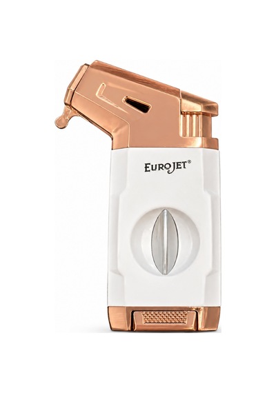 Eurojet Tek Torch Pürmüz Dahili V Kesicili Beyaz Bronz Puro Çakmağı
