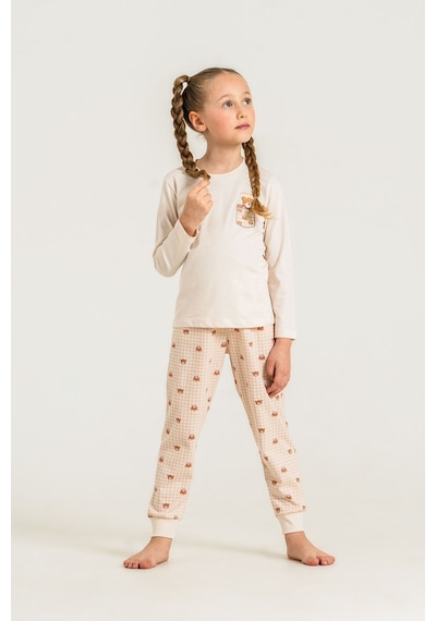 Rolypoly Anne Kız Lovely Bear Krem Uzun Kol Pijama Takım Rp3916-a-v1 Rp3916-a-v1