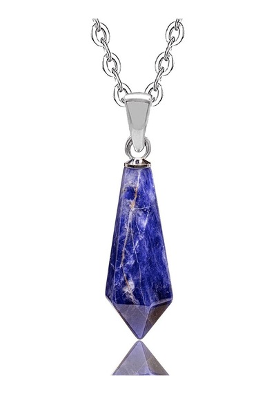 Sertifikalı Gümüş Aparatlı Doğal Lapis Lazuli Taşı Kolye Çok Renkli