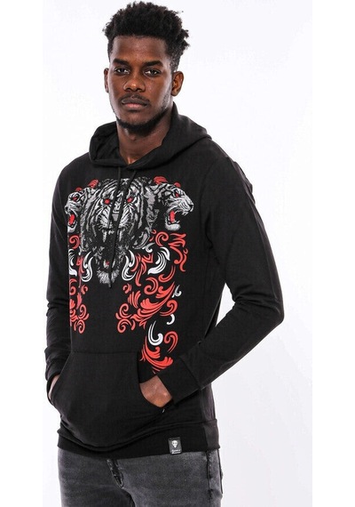 Wessi Siyah Kapşonlu Baskılı Sweatshirt Siyah
