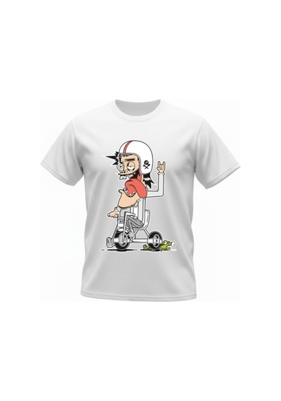 Urbantrendstore Unisex Motosiklet Kaykay Funny Eğlenceli Oversize Fit Rahat Geniş Salaş T-shirt Günlük Tişört Beyaz