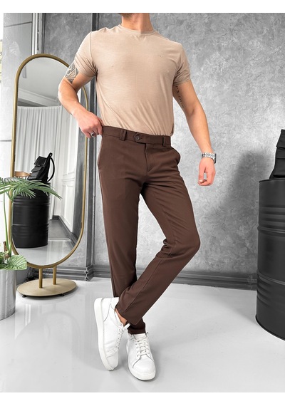 Modefendi Yüksek Kalite Slimfit Merserize Kumaş Bisiklet Yaka Tshirt Krem