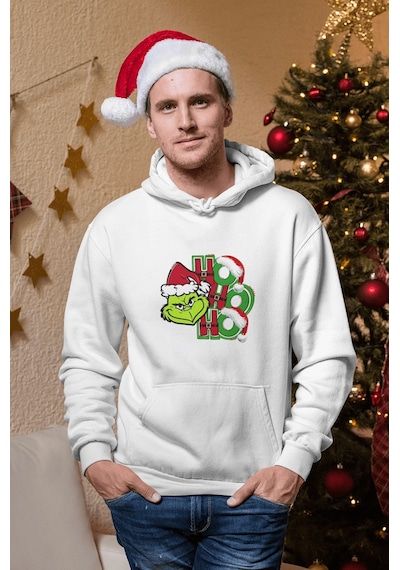 Grinch Hohoho Yenı Yıl Kapşonlu Sweatshirt 001