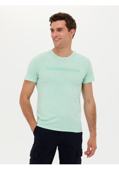 Yesıl Slim Fit Bisiklet Yaka T-shirt Yeşil