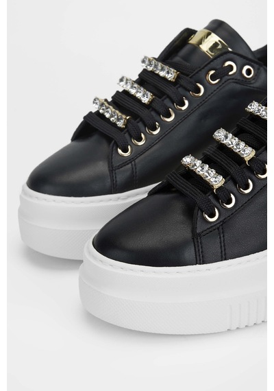 Tamer Tanca Kadın Vegan Siyah Sneakers & Spor Ayakkabı 1009 001 Bn Ayk Sk23/24 Sıyah Cılt Siyah