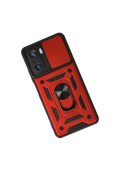 Xiaomi Poco F3 Uyumlu Kılıf Pars Lens Yüzüklü Silikon - Kırmızı