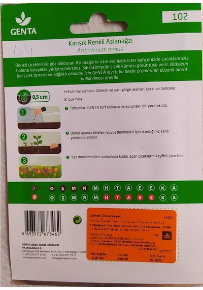 Genta Karışık Renkli Aslanağzı Antirrhinum Majus