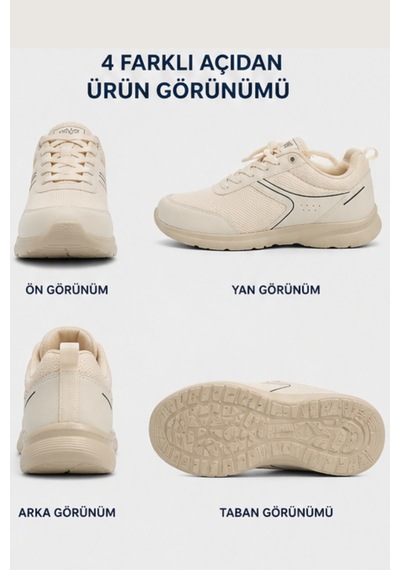 Walkmax Pro Bej Kadın Ultra Hafif Ekstra Rahat Ortopedik Nefe...