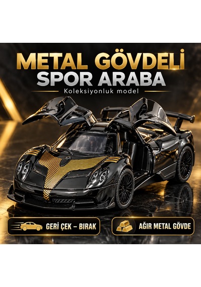 Metal Gövdeli Spor Araba Oyuncak Geri Çek Bırak, Açılır Kapılı Model