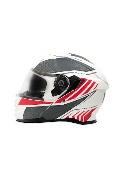 My Helmets Mks002-wrg Güneş Vizörlü Şeffaf Çene Açılır Motosiklet Kaskı Beyaz - Kırmızı - Siyah