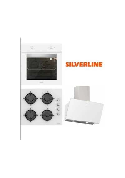 Silverline BO65E1W01-CS5349W01-3457 SOHO Beyaz Cam Ankastre Set