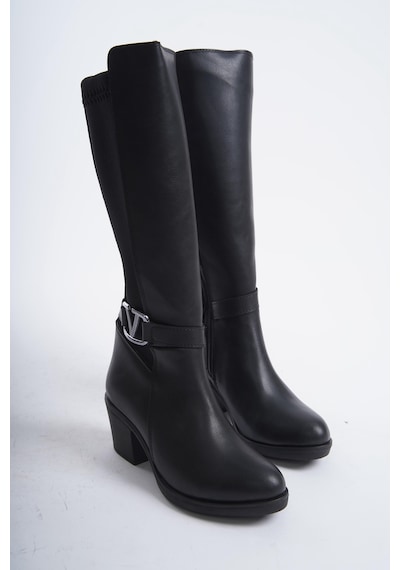 Asmi Shoes Kadın Virona Tokalı Dalgıç Kumaş Çizme Siyah Siyah