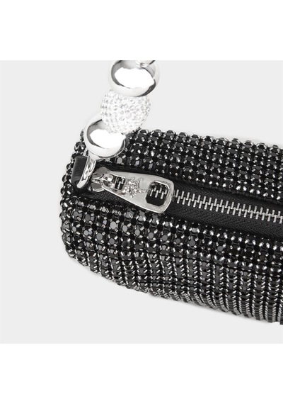 Nas Bag Kadın Çapraz Çanta Diamond Serisi Gümüş Zincir Detaylı Şık Çanta Siyah