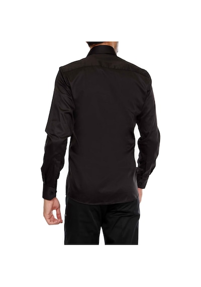 Efor Slim Fit Klasik Yaka Pamuk Saten Uzun Kol Siyah Gömlek Gk 214 Siyah