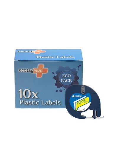 Dymo Letratag Etiket Yazıcı Ve Ecotag Muadil Plastik Yedek Şerit Etiket 10'lu Sarı