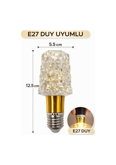 Ledolet 4w Diamond Kristal Vase Led Ampul Sarı Işık 3000k E27 Kristal Görünümlü Dekoratif Lamba