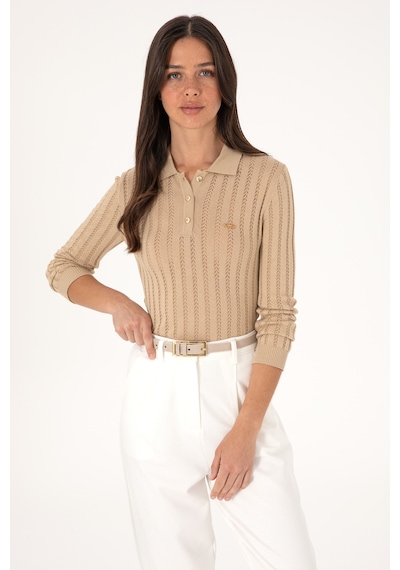 U.S. Polo Assn. Kadın Kum Polo Yaka Kazak 50293129-VR085