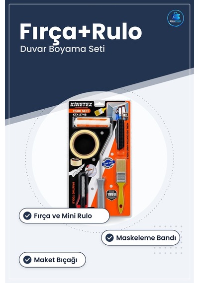 Boyacı Set Fırça Ve Rulo Maskeleme Bandı Maket Bıçağı Duvar Boyam