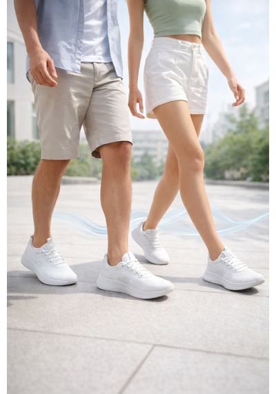 Velora Air Unisex Sneaker Hafif Nefes Alabilir Günlük Spor Ay... Beyaz - Gümüş