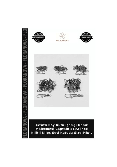 Çeşitli Boy Kutu İçeriği Deniz Malzemesi Captain 5192 İnox Kilitli Klips Seti Kutuda Size:mix-l standart