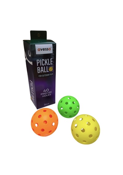 Delux Serisi Pbal-400 Pıckle Topu 40 Delikli 3 Lü Ambalaj Antrenman Hareket Spor Aksesuarı Çok Renkli