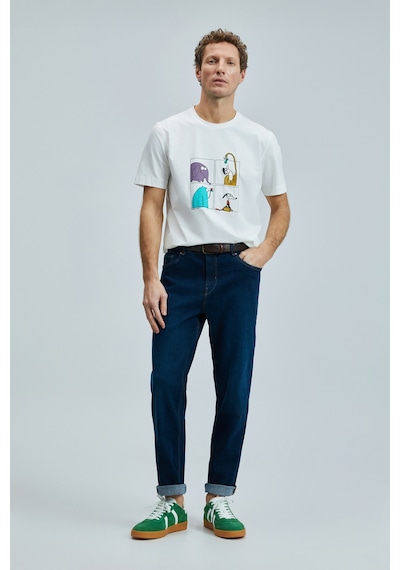 Lufian 111020254 Funky Modern Grafik Tişort Erkek T-shirt Beyaz