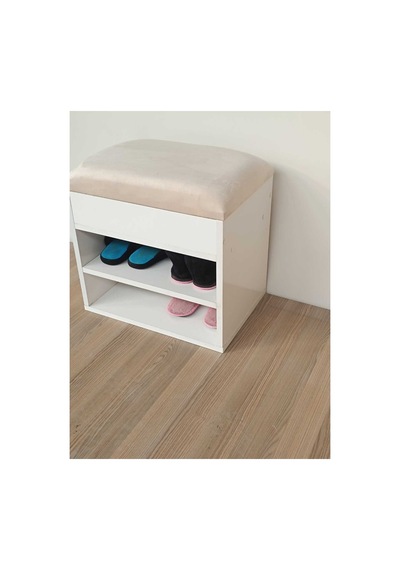 Rengibiz Sandıklı Ayakkabılık,çok Amaçlı Dolap Ayakkabı Dolabı Puf Bench Beyaz