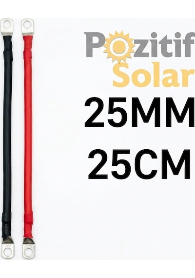 2 Adet 25 Mm2 Akü Seri Veya Paralel Bağlantı Kablosu 25 Cm Pabuç