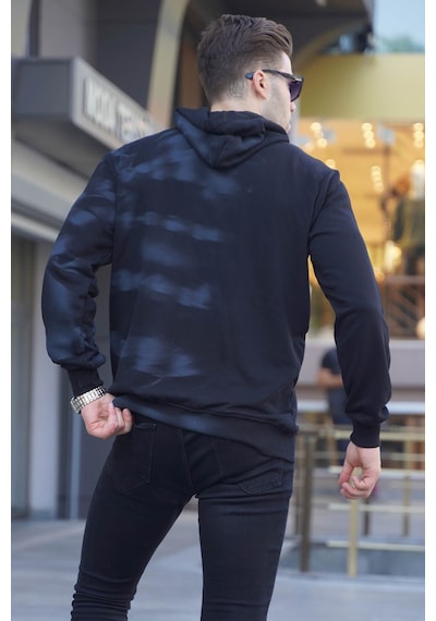 Madmext Siyah Baskılı Kapüşonlu Sweatshirt 5897