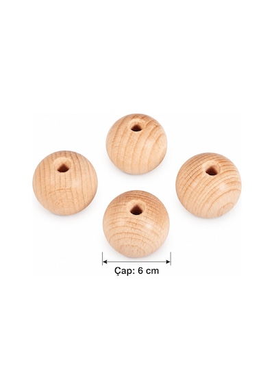 Ahşap Delikli Top - Küre 6 Cm Çap Belirtilmemiş