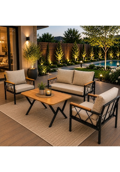 Miray 211 Masalı Bej Balkon Bahçe Oturma Grubu Minderli Metal Bahçe Mobilyası Takımı Miray 211 Masalı Bej Balkon Bahçe Oturma Grubu Minderli Metal Bahçe Mobilyası Takımı