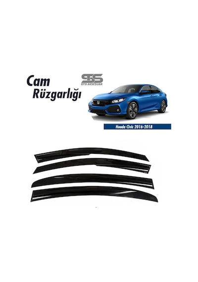 Cam Rüzgarlığı Honda Civic Fc5 2016-2020 Mügen Tip Piano Black (STS OTO AKSESUAR)