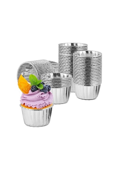 Kağıt Muffin Kek Ve Sufle Kapsülü Metalik Gümüş Silver 10'lu Goldcakes