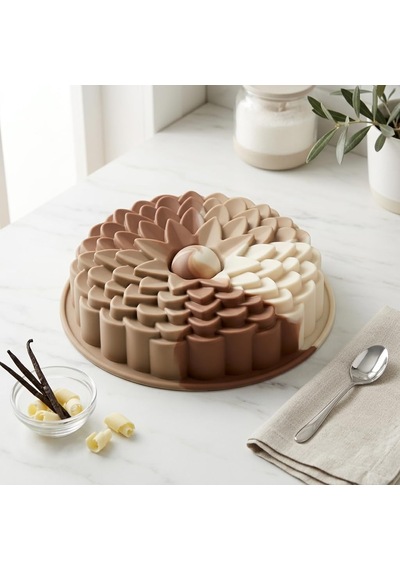 Deconox Klasik Dilimli Çiçek Tasarımlı Silikon Kek Kalıbı - Yapışmaz Ve Esnek Pasta Kalıbı 22x5 Cm, 1 Adet Diğer
