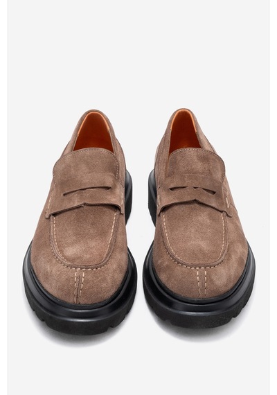 Dericlub Erkek Kalın Taban Loafer Gerçek Deri Fr 244453 Süet Vizon